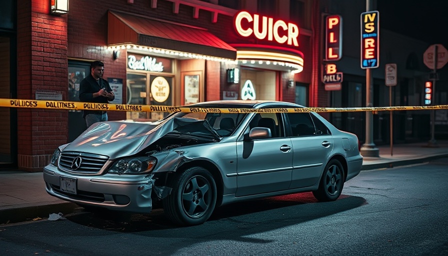Los Angeles vehicle attack scene showing a damaged car outside a club.
