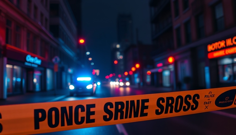 Police lights and tape at Minneapolis shooting investigation scene.