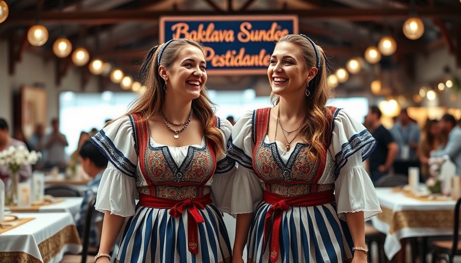 Women in traditional Greek clothing at Taste of Greece Festival 2023.