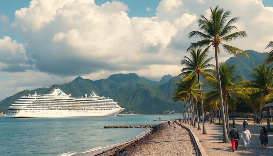 Bali cruise tourism: luxury ships, beach, and mountains.