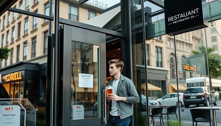 Dinkytown restaurant conflict scene with storefront and young man leaving.