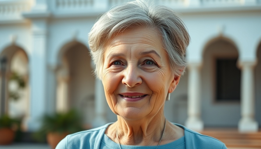 Elderly woman smiling outdoors related to Trump administration school funding.