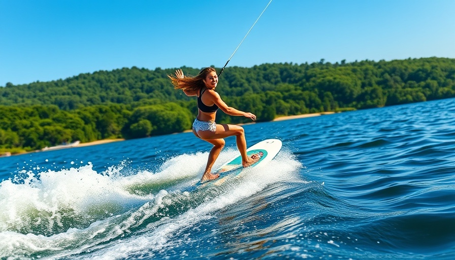 Wakesurfing impact on Minnesota lakes: female surfer riding a wave.