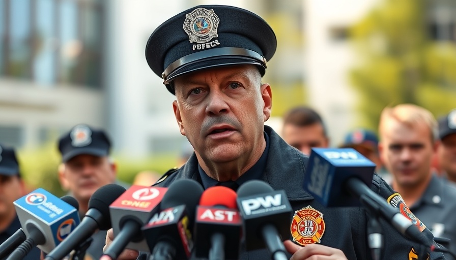 Los Angeles fire chief speaking at press conference.