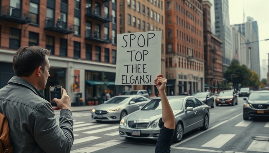 Target boycott protest scene in city street, focus on sign