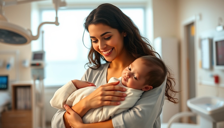 Mother holding baby in hospital room, Rural maternity unit closures