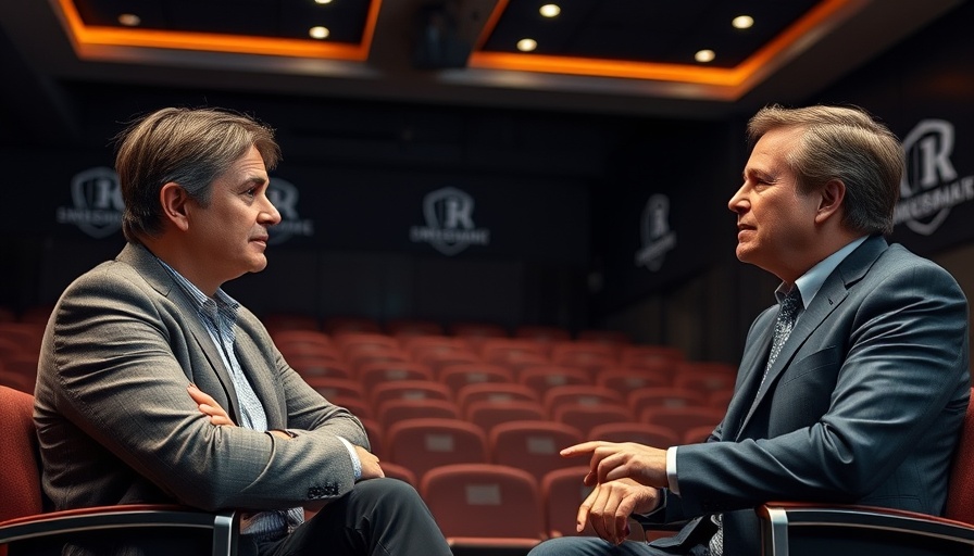 Coach Prime's Playbook interview setting with two people in a theater room.