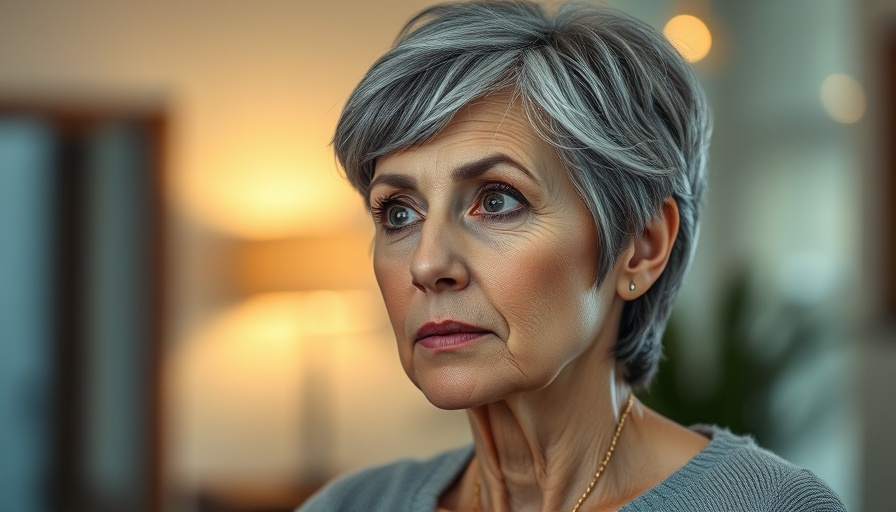 Thoughtful woman, contemplating, indoors, warm light.