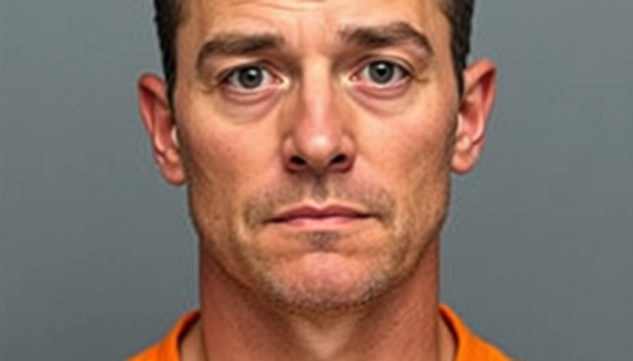 Neutral expression mugshot of man in orange jumpsuit related to incident.