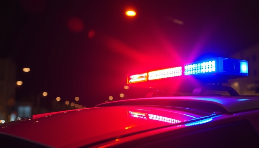 Richfield Police vehicle with flashing lights in the night.