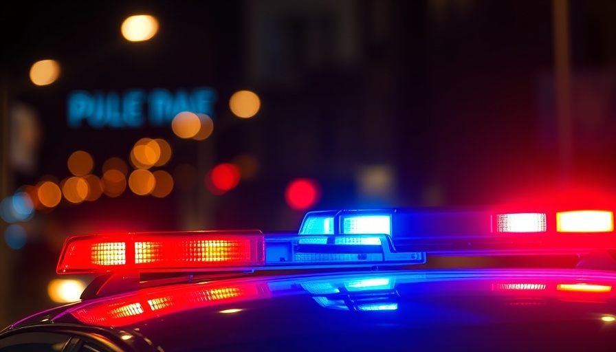 Police car with flashing lights in night setting, Duluth police arrest 16-year-old wanted for homicide.
