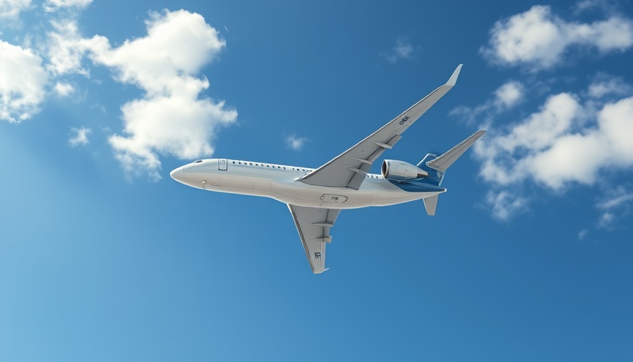 Sleek commercial airplane mid-flight against blue sky with clouds.