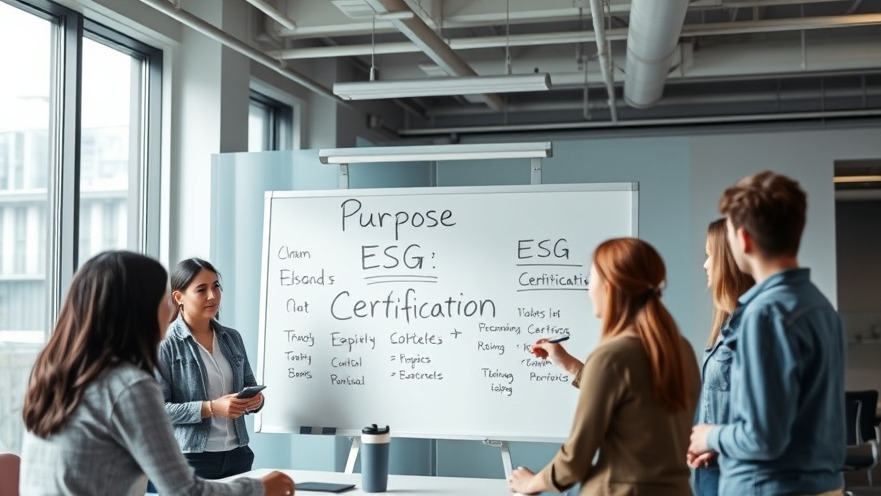 Dynamic meeting in a modern office: diverse young team collaborating on ESG and certification concepts.