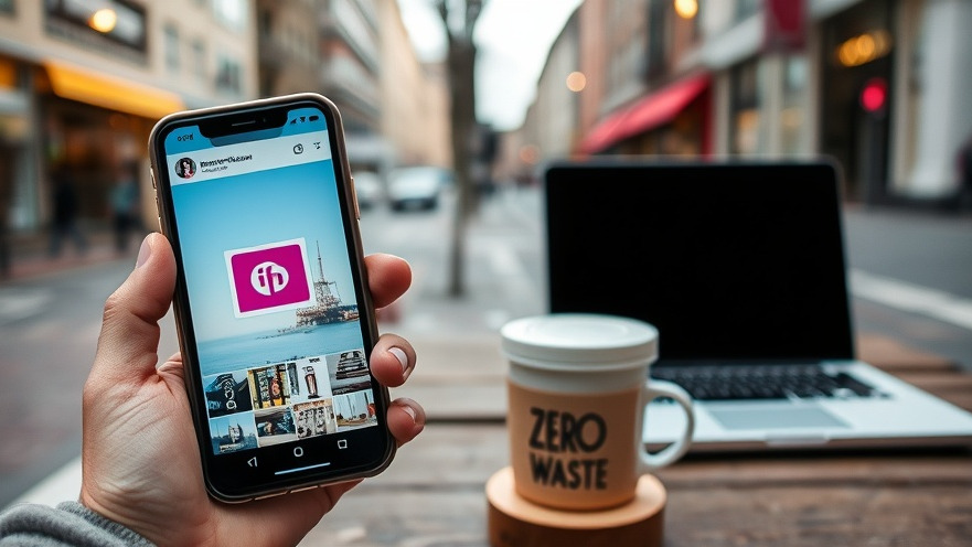 Smartphone with Instagram app showing 'Wirkung ist unser stärkstes Argument', urban setting.