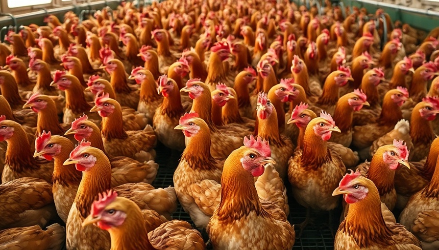Hens feeding inside during a housing order, showing management of free range layers.