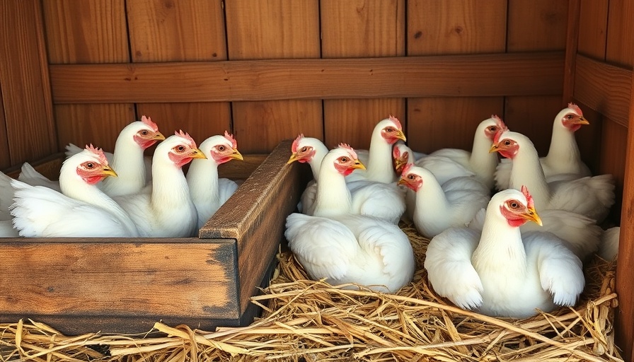 White chickens in rustic wooden nesting box, resting at comfortable height.