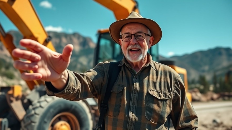 Older man highlighting RV lifestyle safety on the road in national park.