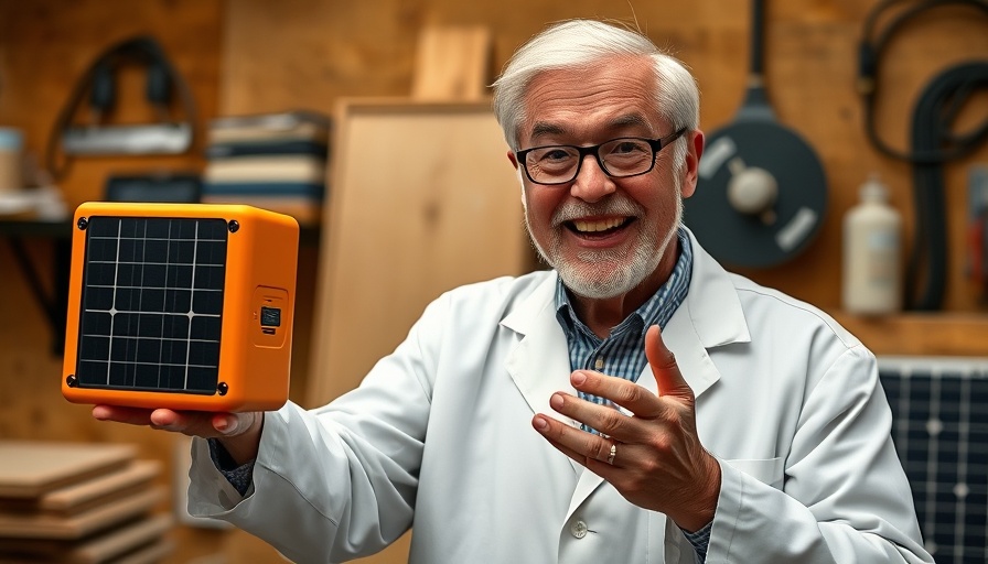 Older man showcases Bluetti solar generator with discount offers