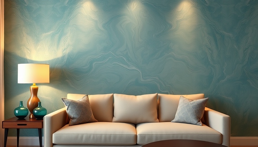 Modern interior with marbling wallpaper and stylish decor