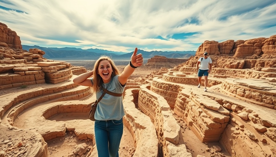 Lake Havasu Labyrinth exploration in desert landscape.