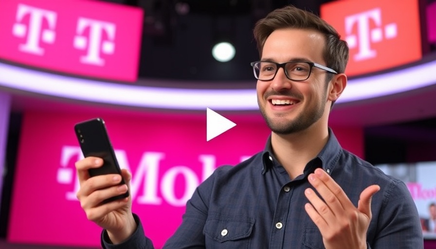 T-Mobile T-Satellite service update featuring presenter with smartphone.
