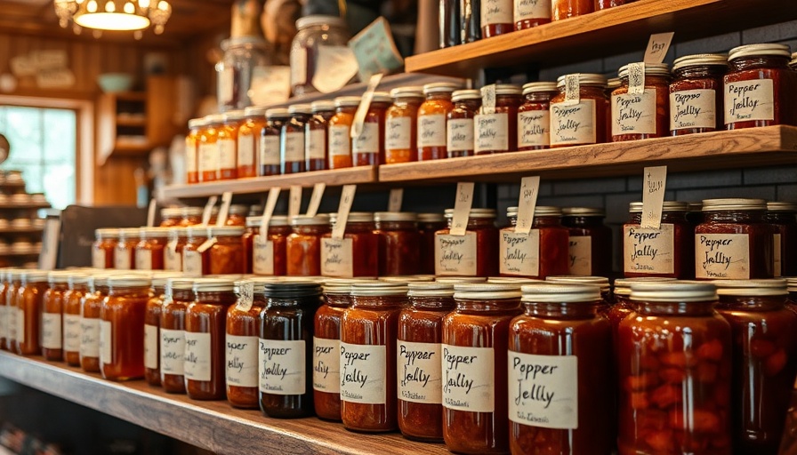 Artisan pepper jellies on display at Oregon's Fruit Loop store