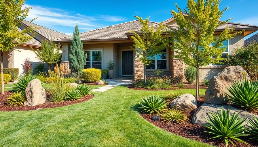 Front yard design tips in a modern suburban landscape.