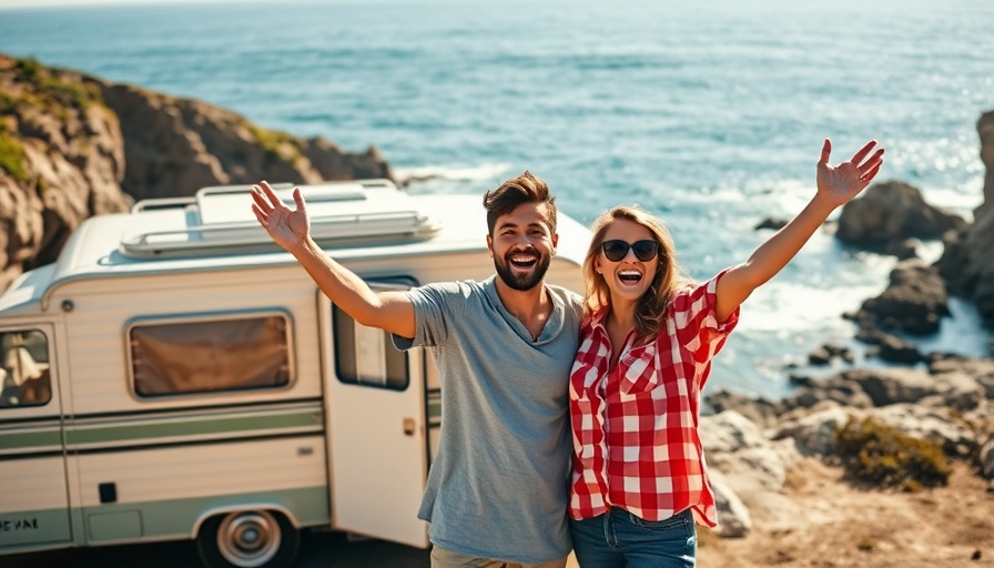 Young couple with a vintage RV in Baja Mexico, exploring coastal scenery, RV Life in Baja Mexico.