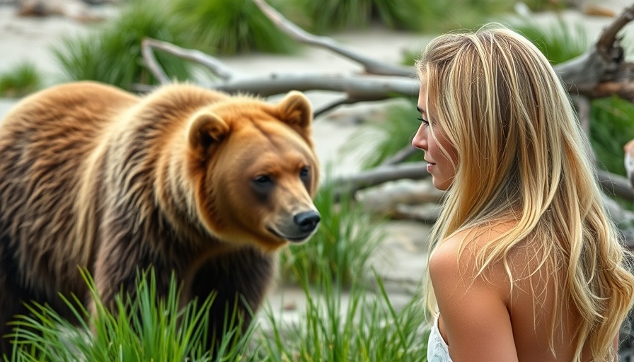 Backpacking Olympic National Park: woman encounters bear on beach.