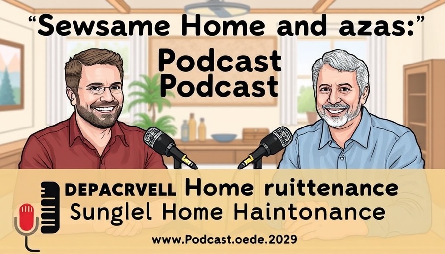 Promotional image for a podcast on seasonal home maintenance tips.