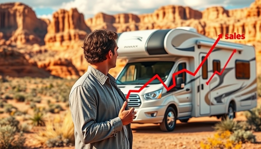 RV Quality Awards news with motorhome sales decline graphic.