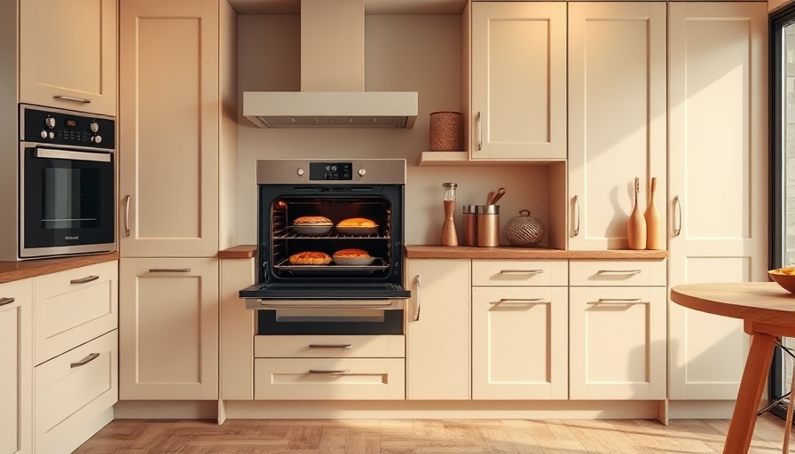 Modern kitchen with oven baking meals, enjoy fall festivities stress-free