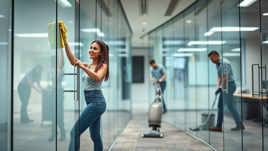 Commercial industrial cleaning productivity in a modern office.