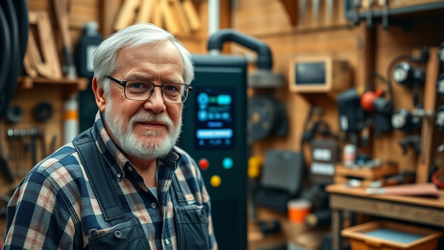 Man displays EcoFlow Delta Pro Ultra X in workshop setting.