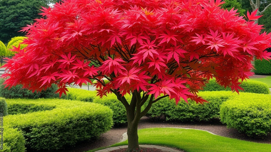 Japanese Maple Varieties for Landscaping: vibrant tree in lush garden.