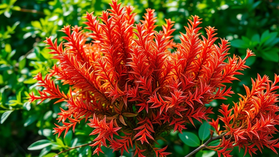 Invasive shrub with reddish foliage in greenery to avoid