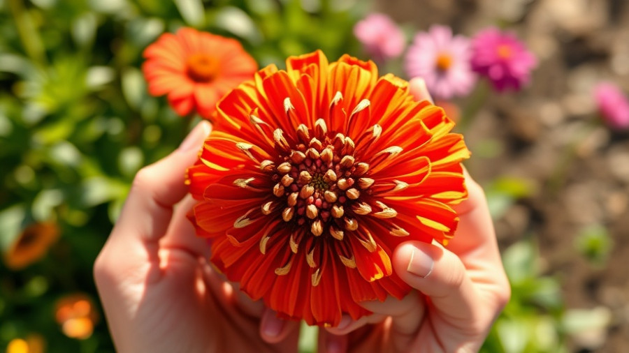 Collecting zinnia seeds for next year from dried flower.