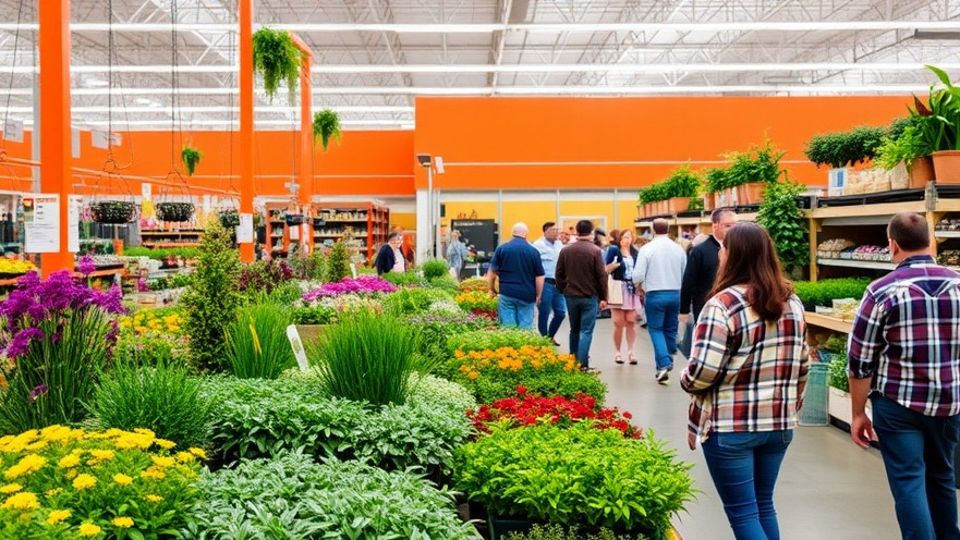 Customers shopping at the garden center in Home Depot.