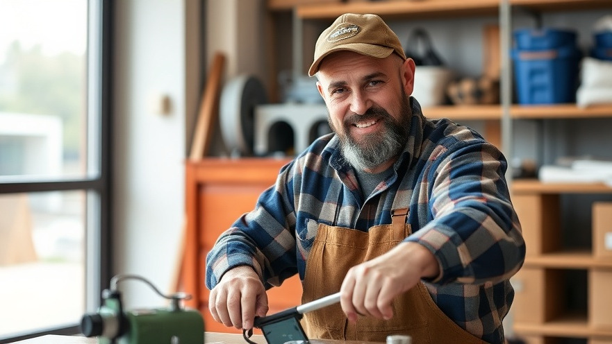 Blue collar business owner focused on his work and business operations.