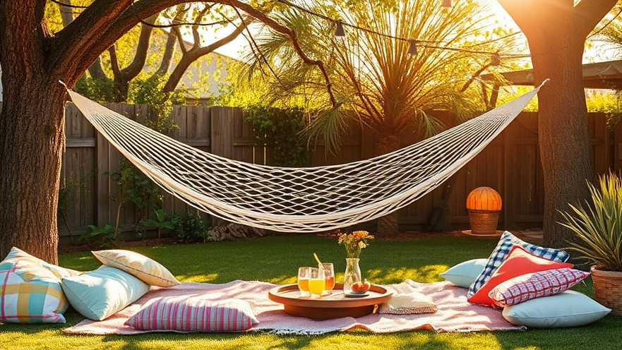 Cozy backyard retreat ideas with hammock and drinks for summer home improvement.