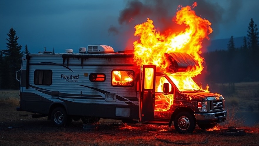 RV fire incident highlighting propane leak safety for travelers.