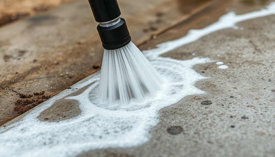 Softwashing technique demonstrating effective pressure washing on concrete.