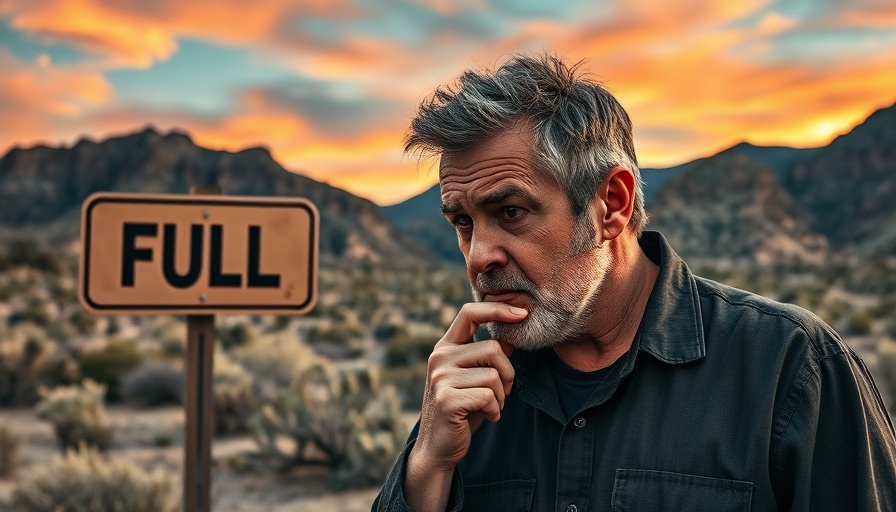 National Park campgrounds booked full concept with worried man.