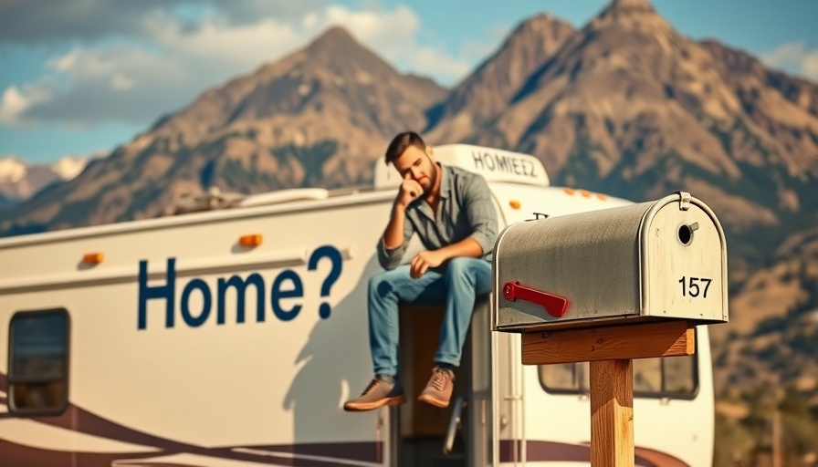 RV Nomads Influence Elections concept with RV and mailbox.