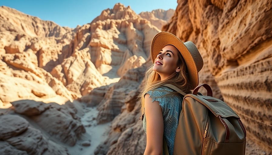 Death Valley National Park RV Adventures: Woman exploring rocky canyon.