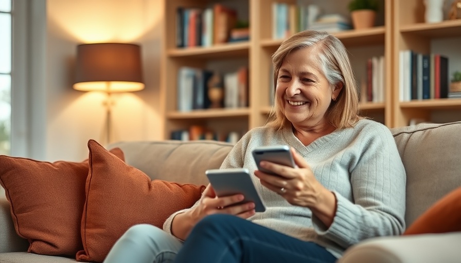 Visible+ Pro Plan for RV Travelers discussed by smiling woman in cozy setting.