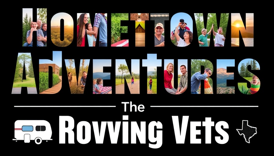 Hometown Adventures collage text with moochdocking theme.