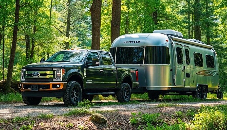 Ford Super Duty towing Airstream at Florida State Park campsite.