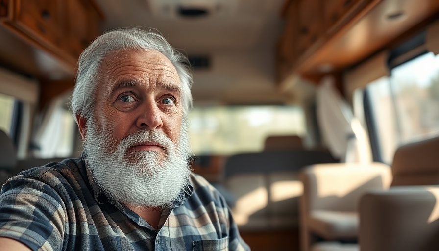 Older man surprised inside RV at Thousand Trails Orlando.