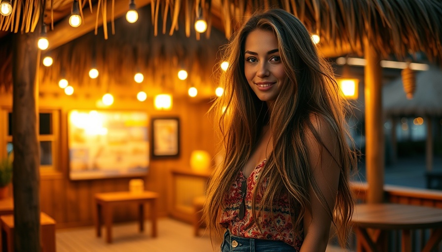 Casually dressed woman discovering a hidden bar in the United States.